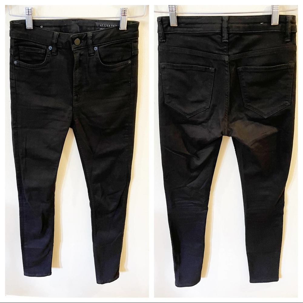 All Saints Jet Black Stilt Skinny Jeans Size 26